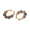 Natural Agate Beaded Hoop Earrings EJEW-JE05880-4