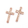 Latin Sideways Cross Brass Micro Pave Cubic Zirconia Links ZIRC-E010-04RG-1