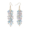 Trumpet Flower Shape Glass & Imitation Pearl Beaded Dangle Earrings EJEW-JE05100-04-2