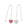 Long Chain with Enamel Heart Dangle Stud Earrings EJEW-A067-01P-B-2