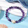 Dyed Natural Weathered Agate Round Beads Stretch Bracelets BJEW-JB11078-02-4