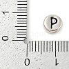 925 Sterling Silver Flat Round with Letter Beads STER-G044-01AS-P-3