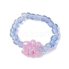 5Pcs 5 Colors Flower Glass Beads Stretch Rings for Women RJEW-JR00744-2