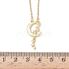 Brass Micro Pave Clear Cubic Zirconia White Moon with Star Pendant 304 Stainless Steel Chain Necklaces for Women NJEW-D341-11G-5