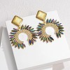 304 Stainless Steel Glass Dangle Stud Earrings EJEW-M095-12G-01-1