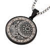 Retro Mandala 201 Stainless Steel Box Chain Constellation Pendant Necklaces for Women Men NJEW-M223-01B-2