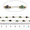 Green Aventurine & Snowflake Obsidian & 304 Stainless Steel Beads Link Chains CHS-K021-01G-01-3