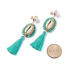 Beads Wire Wrap Long Dangle Stud Earring EJEW-TA00039-04-4