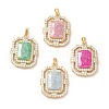 Rack Plating Brass & Crushed Ice Cut Cubic Zirconia Pendants KK-H438-03G-1