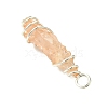 2Pcs Electroplated Natural Quartz Crystal Dyed Copper Wire Wrapped Pendants PALLOY-JF03173-02-5