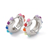 Colorful Resin Beaded Hoop Earrings EJEW-P215-04P-1