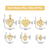 HOBBIESAY 24Pcs 6 Style Brass Pendants KK-HY0001-43-2