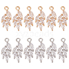 BENECREAT 12Pcs 2 Colors Brass Micro Pave Clear Cubic Zirconia Pendants KK-BC0013-19-1