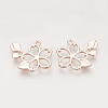 Rack Plating Alloy Open Back Bezel Pendants PALLOY-R099-30RG-FF-1