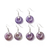 Natural Amethyst Donut Dangle Earrings EJEW-G300-01P-03-1