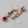 Aluminum Rose Flower Dangle Stud Earrings EJEW-WH0017-30AB-2