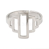 Non-Tarnish Hollow Rectangle 304 Stainless Steel Adjustable Rings for Women RJEW-N048-01P-2