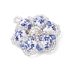 Handmade Blue and White Floral Printed Porcelain Bead Flower Pendants PALLOY-MZ01189-3