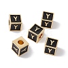 Rack Plating Brass Enamel Beads KK-B060-04G-01Y-3