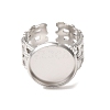Woven Bezel 304 Stainless Steel Cuff Ring Components SA-CBAD8FA-01P-04-2