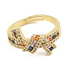 Adjustable Rack Plating Brass Micro Pave Cubic Zirconia Rings for Women RJEW-S392-03G-2