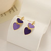 Heart Alloy Enamel Dangle Stud Earrings FS-WGE7BF4-02-1