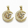 Brass Micro Pave Colorful Cubic Zirconia Pendants KK-S061-37G-NR-1