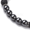 8mm Round Synthetic Non-Magnetic Hematite & Natural Lava Rock Beaded Stretch Bracelets for Women Men BJEW-JB10533-04-3