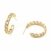 Cubic Zirconia Curb Chain Shape Stud Earrings EJEW-E263-06G-2