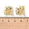 Rack Plating Brass Clear & Black Cubic Zirconia Bear Connector Charms KK-C084-15A-G-3