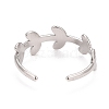 Non-Tarnish 304 Stainless Steel Leaf Wrap Open Cuff Ring for Women RJEW-C025-15P-2