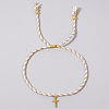 Brass Cross Pendant Cotton Rope Bracelet Ethnic Vacation Jewelry BV5603-3-1