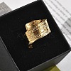 304 Stainless Steel Open Cuff Ring for Women RJEW-M049-01G-03-5