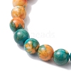 8mm Round Dyed Synthetic Ocean White Jade Beaded Stretch Bracelets for Women Men BJEW-JB10509-3