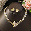 Alloy Micro Pave Cubic Zirconia Chain Neckalces & Studs Earrings Sets WGE92C8-02-1