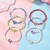 6Pcs Synthetic Turquoise & Non-magnetic Hematite Beads Stretch Bracelets BJEW-JB13432-1