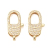 Oval Brass Micro Pave Clear Cubic Zirconia Lobster Claw Clasps KK-I354-01G-04-1