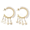 2 Pairs 2 Colors Star Shell Pearl Dangle Stud Earrings EJEW-JE06186-3