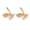 Brass Micro Pave Clear Cubic Zirconia Stud Earrings Findings KK-T062-77G-NF-1