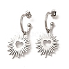 Tarnish Resistant 304 Stainless Steel Ring with Heart Dangle Stud Earrings EJEW-P219-01P-1