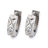 304 Stainless Steel with Cubic Zirconia Polishing effect Hoop Earrings EJEW-M001-25P-2