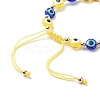 Evil Eye Resin Bead & Hamsa Hand Alloy Rhinestone Braided Beaded Bracelets for Girl Women BJEW-JB08740-02-6