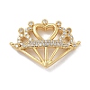 Rack Plating Brass Micro Pave Clear Cubic Zirconia Heart Crown Connector Charms KK-A234-060G-1