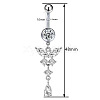 316L Surgical Stainless Steel Cubic Zirconia Butterfly Curved Barbell Dangle Belly Rings WGB11C1-04-3