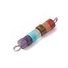 7 Chakra Mixed Gemstone Disc Beaded Connector Charms PALLOY-JF02744-01-5