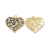 Heart with Leopard Print Pattern Brass Micro Pave Clear Cubic Zirconia Charms KK-G435-35G-1