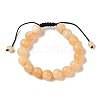 10mm Round Natural Yellow Jade Braided Bead Bracelets BJEW-C067-01C-12-2