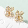 Brass Micro Pave Cubic Zirconia Stud Earrings EJEW-Z091-04G-K-1