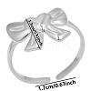 Non-Tarnish 304 Stainless Steel Bowknot Open Cuff Ring for Women YP8542-1-1