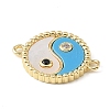 Brass Clear Cubic Zirconia & Natural White Shell & Resin Connector Charms CU-CBA6938-19G-02-2